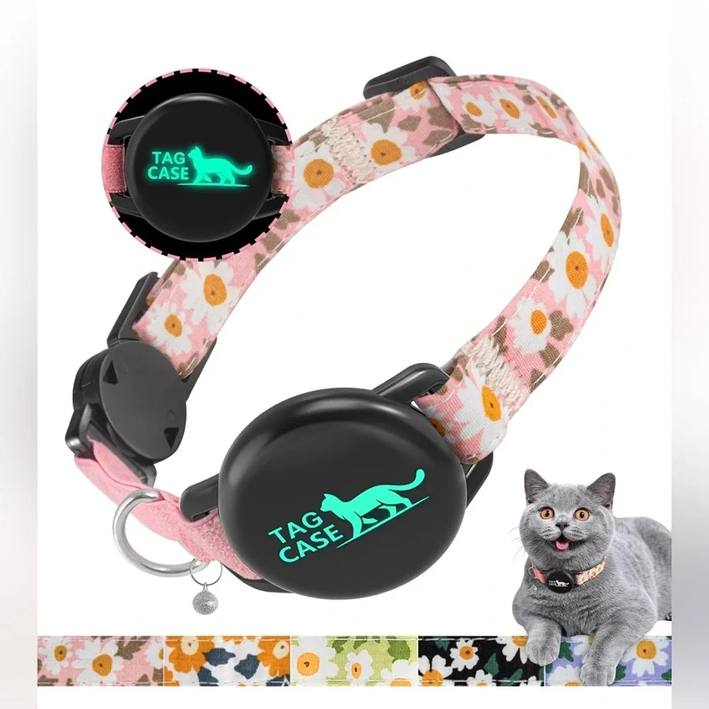 Apple Airtag Cat Collar with Breakaway Buckle and Airtag Holder (056)